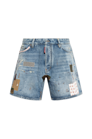Dsquared2 Monogram Blue Denim Carpenter Shorts | Men's | Vitkac